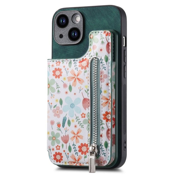 Retro Painted Zipper Wallet Back Phone Case, For iPhone 12, For iPhone 12 Pro Max, For iPhone 12 Pro, For iPhone 11 Pro Max