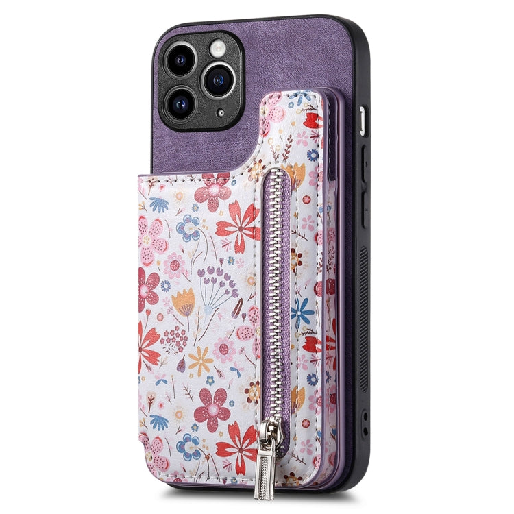 Retro Painted Zipper Wallet Back Phone Case, For iPhone 11, For iPhone 11 Pro, For iPhone XR, For iPhone XS Max