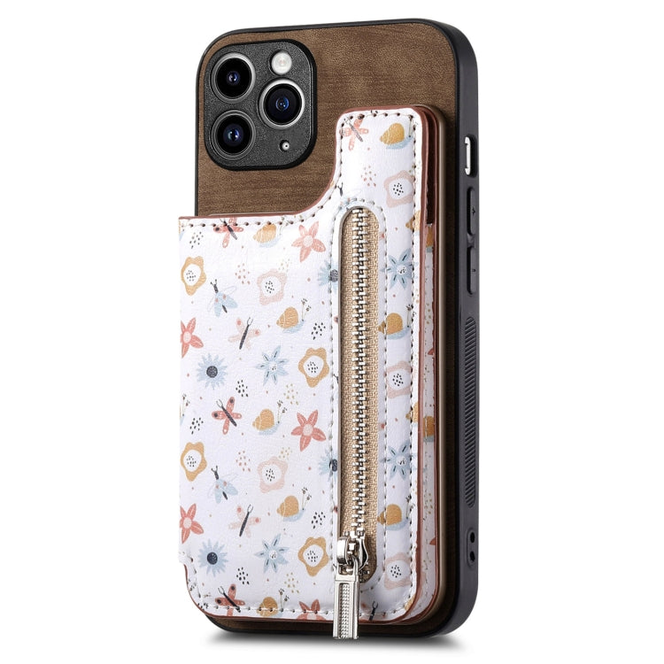 Retro Painted Zipper Wallet Back Phone Case, For iPhone 11, For iPhone 11 Pro, For iPhone XR, For iPhone XS Max