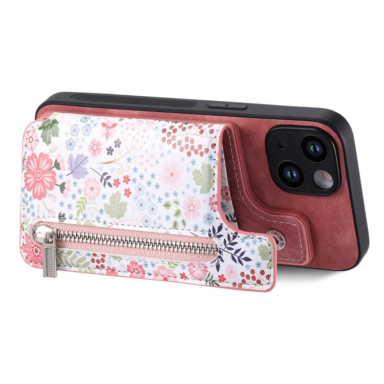 Retro Painted Zipper Wallet Back Phone Case, For iPhone 7 / 8 / SE 2022, For iPhone X / XS, For iPhone 7 Plus / 8 Plus, For iPhone 6 Plus / 6s Plus