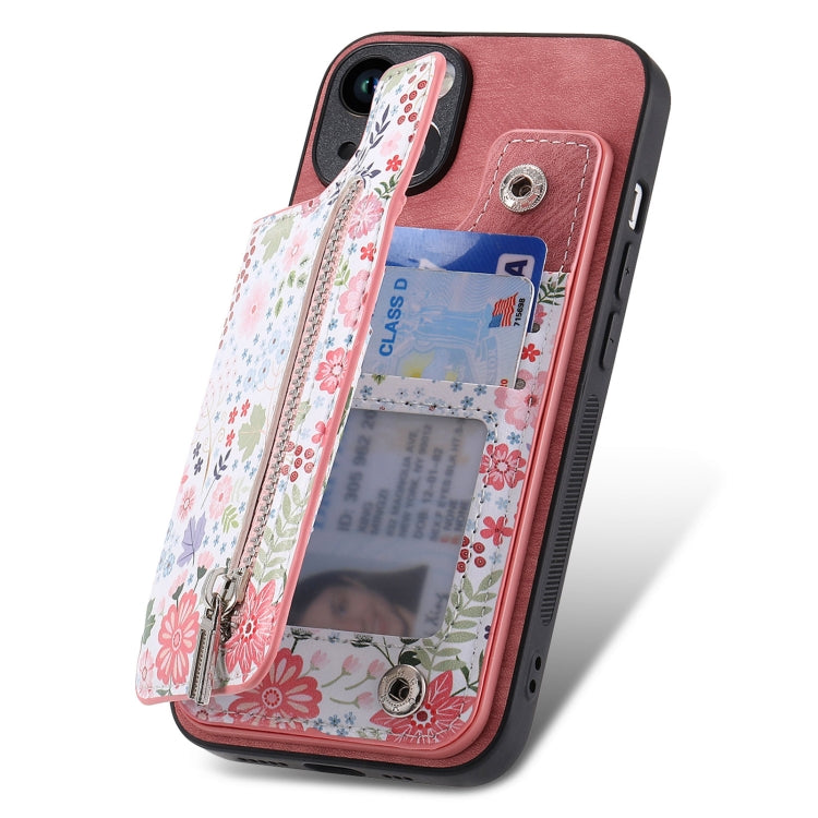 Retro Painted Zipper Wallet Back Phone Case, For iPhone 7 / 8 / SE 2022, For iPhone X / XS, For iPhone 7 Plus / 8 Plus, For iPhone 6 Plus / 6s Plus