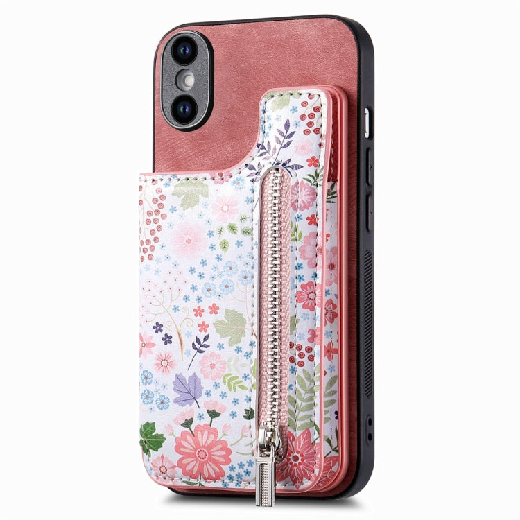Retro Painted Zipper Wallet Back Phone Case, For iPhone 7 / 8 / SE 2022, For iPhone X / XS, For iPhone 7 Plus / 8 Plus, For iPhone 6 Plus / 6s Plus