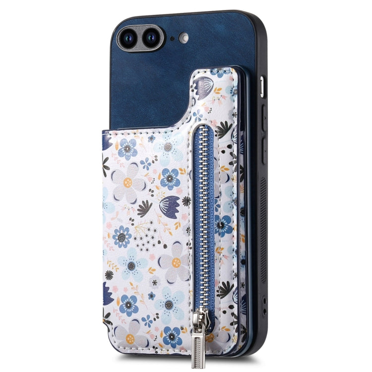 Retro Painted Zipper Wallet Back Phone Case, For iPhone 7 / 8 / SE 2022, For iPhone X / XS, For iPhone 7 Plus / 8 Plus, For iPhone 6 Plus / 6s Plus