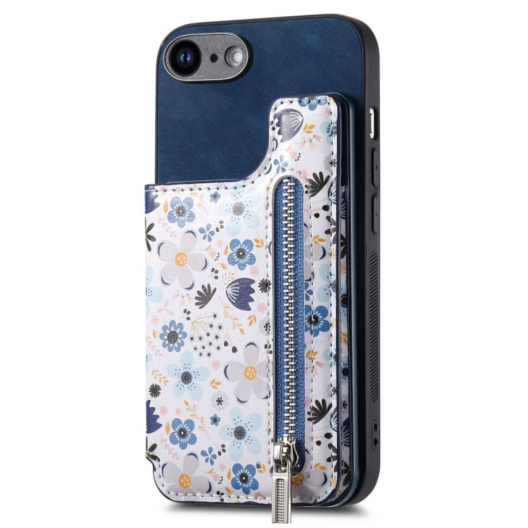Retro Painted Zipper Wallet Back Phone Case, For iPhone 7 / 8 / SE 2022, For iPhone X / XS, For iPhone 7 Plus / 8 Plus, For iPhone 6 Plus / 6s Plus