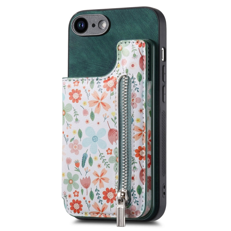 Retro Painted Zipper Wallet Back Phone Case, For iPhone 7 / 8 / SE 2022, For iPhone X / XS, For iPhone 7 Plus / 8 Plus, For iPhone 6 Plus / 6s Plus
