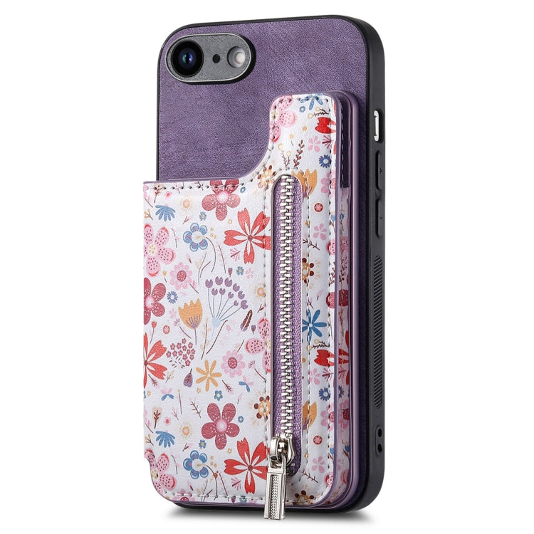 Retro Painted Zipper Wallet Back Phone Case, For iPhone 6 / 6s