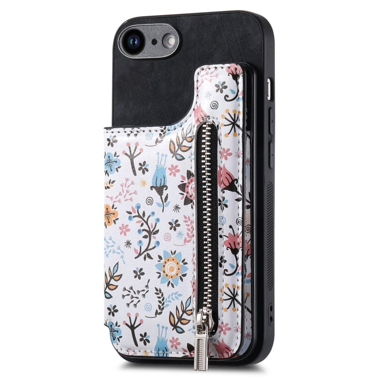 Retro Painted Zipper Wallet Back Phone Case, For iPhone 6 / 6s