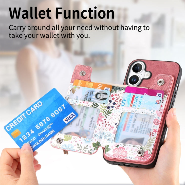 Retro Painted Zipper Wallet Back Phone Case, For iPhone 16, For iPhone 13 Pro Max, For iPhone 13 Pro, For iPhone 13