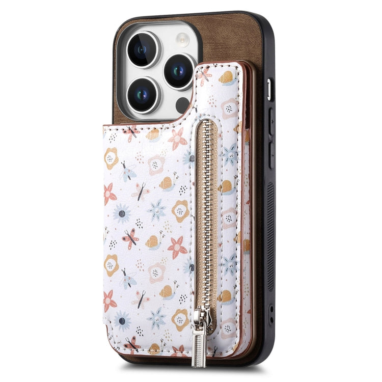 Retro Painted Zipper Wallet Back Phone Case, For iPhone 16e, For iPhone 16 Pro Max, For iPhone 16 Pro, For iPhone 16 Plus
