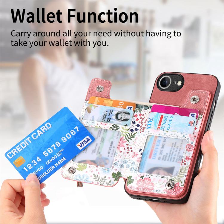 Retro Painted Zipper Wallet Back Phone Case, For iPhone 16e, For iPhone 16 Pro Max, For iPhone 16 Pro, For iPhone 16 Plus