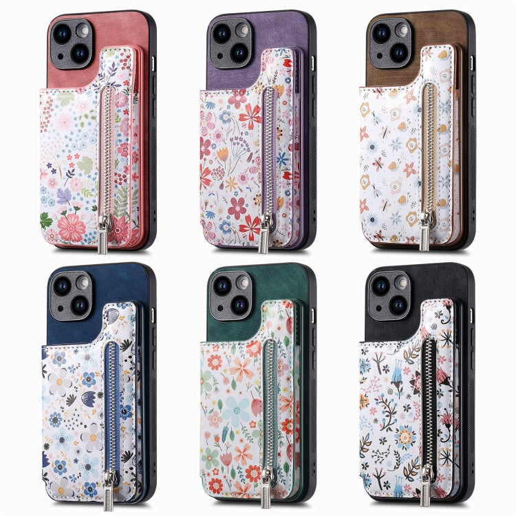 Retro Painted Zipper Wallet Back Phone Case, For iPhone 6 / 6s