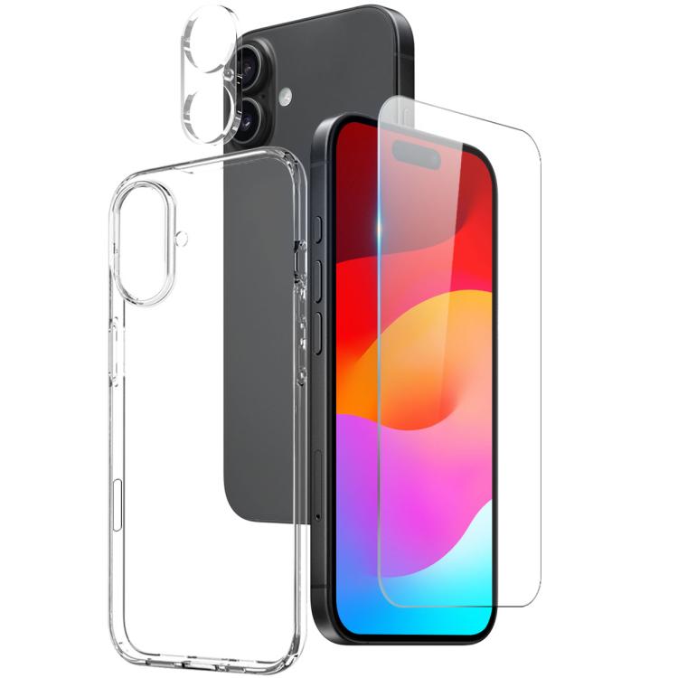 NORTHJO 3 in 1 TPU Phone Case with Screen Film and Lens Film, For iPhone 17 Pro Max, For iPhone 17 Pro, For iPhone 17, For iPhone 17 Air, For iPhone 16e, For iPhone 16 Pro Max, For iPhone 16 Pro, For iPhone 16 Plus, For iPhone 16, For iPhone 15 Pro Max...