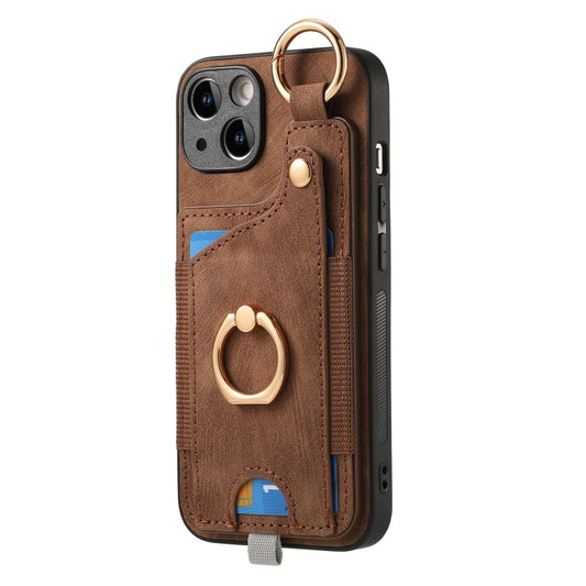 Retro Skin-feel Ring Card Bag Phone Case with Hang Loop, For iPhone XR, For iPhone XS Max, For iPhone 7 Plus / 8 Plus, For iPhone 6 Plus / 6s Plus