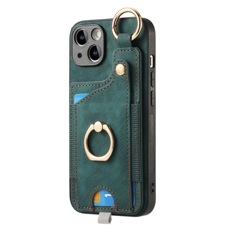Retro Skin-feel Ring Card Bag Phone Case with Hang Loop, For iPhone 14 Pro Max, For iPhone 7 / 8 / SE 2022, For iPhone 13 Pro Max, For iPhone 13 Pro