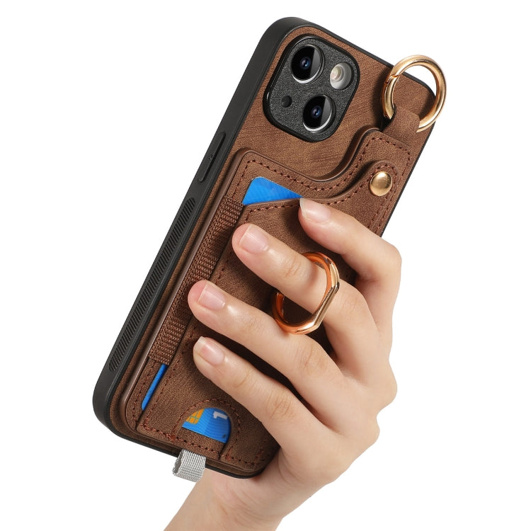 Retro Skin-feel Ring Card Bag Phone Case with Hang Loop, For iPhone 14 Pro Max, For iPhone 7 / 8 / SE 2022, For iPhone 13 Pro Max, For iPhone 13 Pro