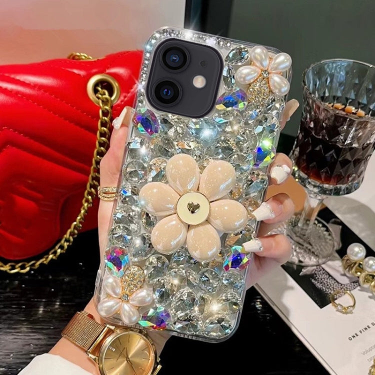 Sunflower Holder Hand-set Diamond PC Phone Case, For iPhone 14 Pro Max, For iPhone 13 Pro Max, For iPhone 13 Pro, For iPhone 13, For iPhone 13 mini, For iPhone 12