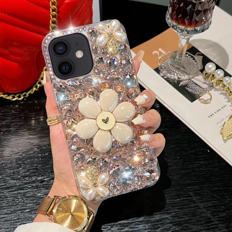 Sunflower Holder Hand-set Diamond PC Phone Case, For iPhone 14 Pro Max, For iPhone 13 Pro Max, For iPhone 13 Pro, For iPhone 13, For iPhone 13 mini, For iPhone 12