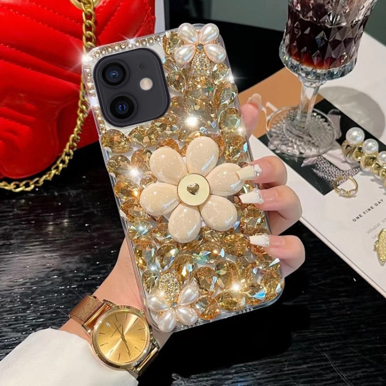 Sunflower Holder Hand-set Diamond PC Phone Case, For iPhone 14 Pro Max, For iPhone 13 Pro Max, For iPhone 13 Pro, For iPhone 13, For iPhone 13 mini, For iPhone 12