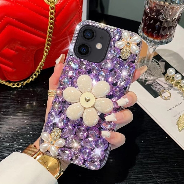 Sunflower Holder Hand-set Diamond PC Phone Case, For iPhone 14 Pro Max, For iPhone 13 Pro Max, For iPhone 13 Pro, For iPhone 13, For iPhone 13 mini, For iPhone 12