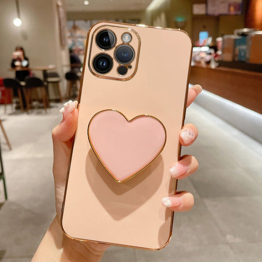 Electroplating Love Heart Holder TPU Phone Case, For iPhone 14 Pro Max, For iPhone 13 Pro Max, For iPhone 13 Pro, For iPhone 13