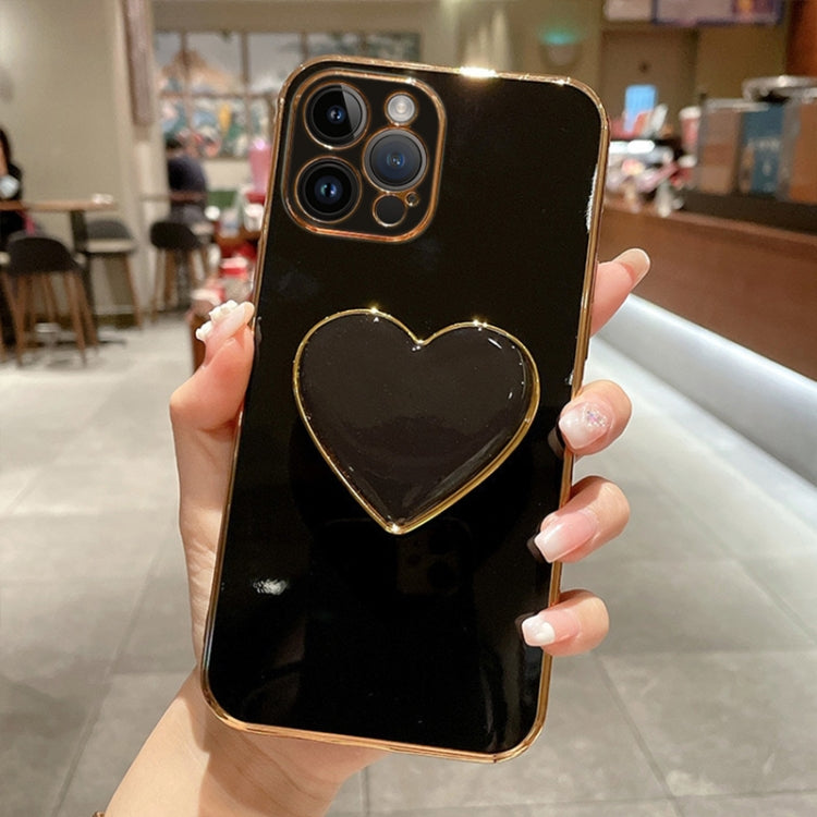 Electroplating Love Heart Holder TPU Phone Case, For iPhone 15, For iPhone 14 Plus, For iPhone 14, For iPhone 14 Pro