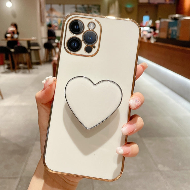 Electroplating Love Heart Holder TPU Phone Case, For iPhone 15, For iPhone 14 Plus, For iPhone 14, For iPhone 14 Pro