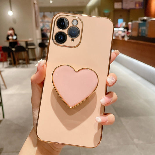 Electroplating Love Heart Holder TPU Phone Case, For iPhone XR, For iPhone XS Max, For iPhone SE 2022 / 2020 / 7 / 8, For iPhone X / XS