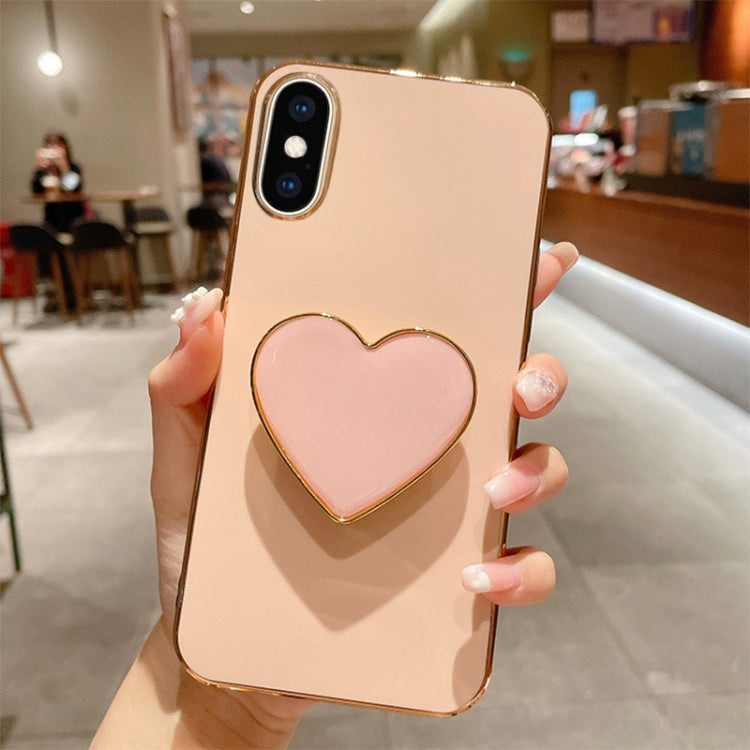 Electroplating Love Heart Holder TPU Phone Case, For iPhone XR, For iPhone XS Max, For iPhone SE 2022 / 2020 / 7 / 8, For iPhone X / XS