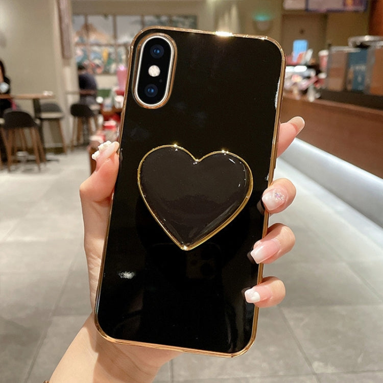 Electroplating Love Heart Holder TPU Phone Case, For iPhone XR, For iPhone XS Max, For iPhone SE 2022 / 2020 / 7 / 8, For iPhone X / XS