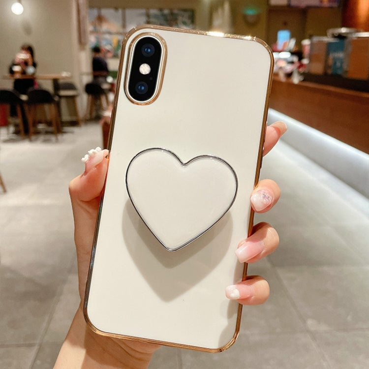 Electroplating Love Heart Holder TPU Phone Case, For iPhone XR, For iPhone XS Max, For iPhone SE 2022 / 2020 / 7 / 8, For iPhone X / XS