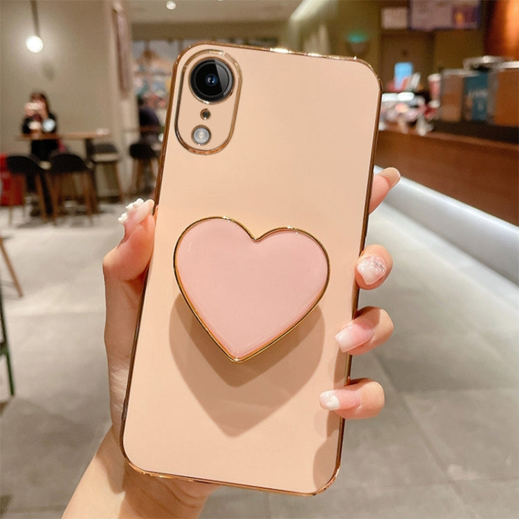Electroplating Love Heart Holder TPU Phone Case, For iPhone XR, For iPhone XS Max, For iPhone SE 2022 / 2020 / 7 / 8, For iPhone X / XS