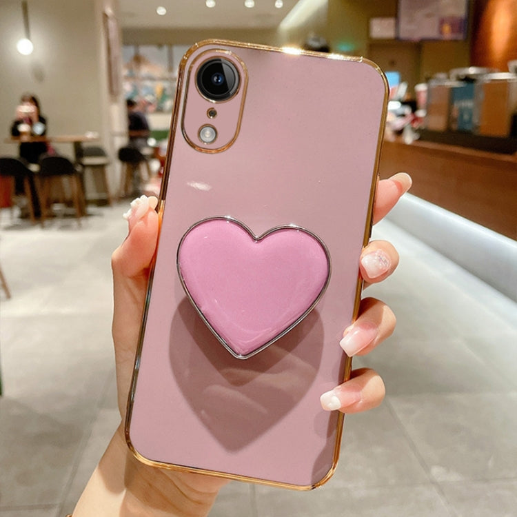 Electroplating Love Heart Holder TPU Phone Case, For iPhone XR, For iPhone XS Max, For iPhone SE 2022 / 2020 / 7 / 8, For iPhone X / XS