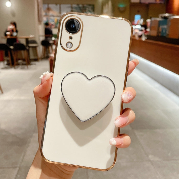 Electroplating Love Heart Holder TPU Phone Case, For iPhone XR, For iPhone XS Max, For iPhone SE 2022 / 2020 / 7 / 8, For iPhone X / XS