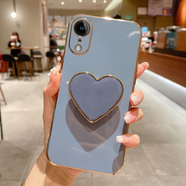 Electroplating Love Heart Holder TPU Phone Case, For iPhone XR, For iPhone XS Max, For iPhone SE 2022 / 2020 / 7 / 8, For iPhone X / XS