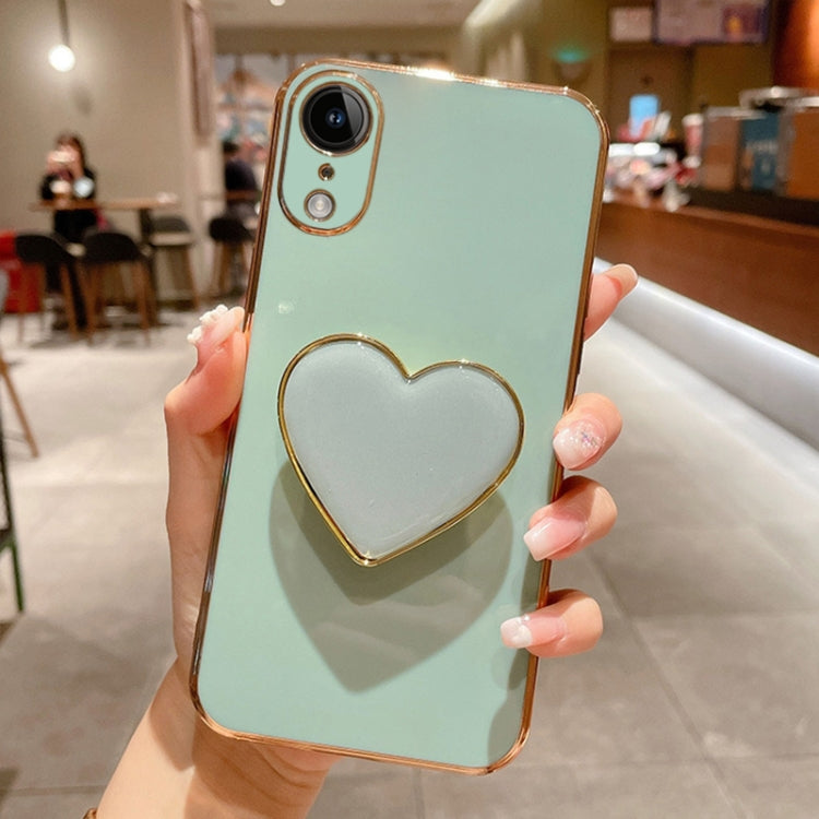 Electroplating Love Heart Holder TPU Phone Case, For iPhone XR, For iPhone XS Max, For iPhone SE 2022 / 2020 / 7 / 8, For iPhone X / XS