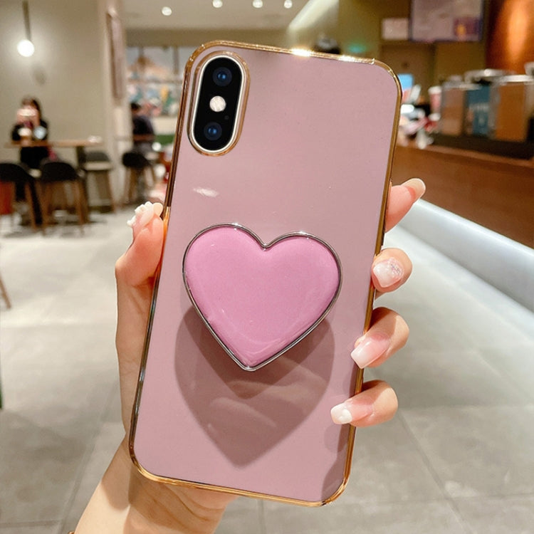 Electroplating Love Heart Holder TPU Phone Case, For iPhone XR, For iPhone XS Max, For iPhone SE 2022 / 2020 / 7 / 8, For iPhone X / XS