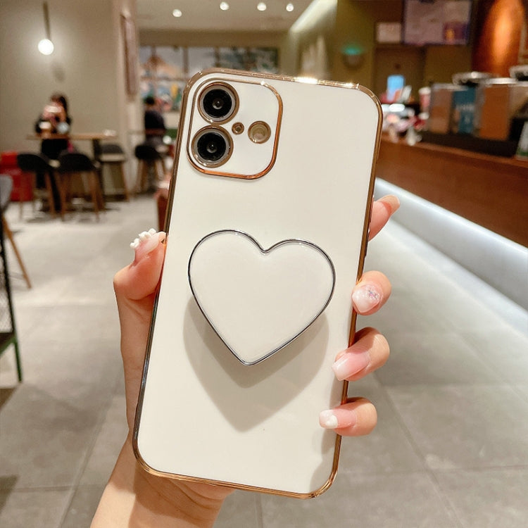 Electroplating Love Heart Holder TPU Phone Case, For iPhone 14 Plus, For iPhone 14, For iPhone 14 Pro, For iPhone 14 Pro Max