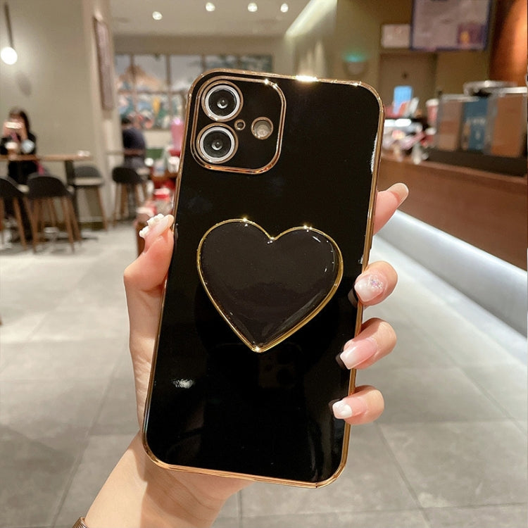 Electroplating Love Heart Holder TPU Phone Case, For iPhone 15 Pro Max, For iPhone 15 Pro, For iPhone 15 Plus, For iPhone 15