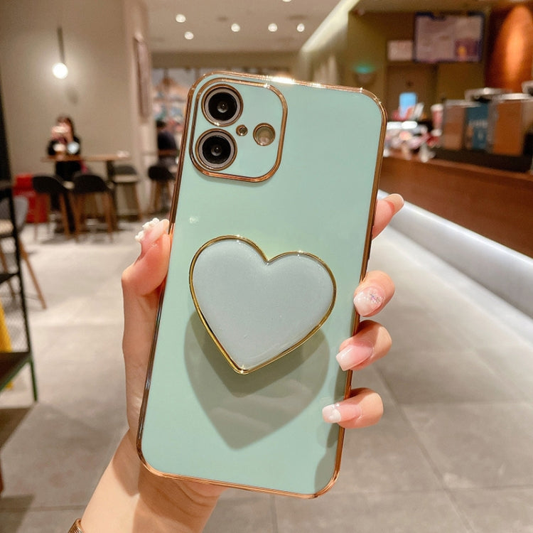 Electroplating Love Heart Holder TPU Phone Case, For iPhone 15 Pro Max, For iPhone 15 Pro, For iPhone 15 Plus, For iPhone 15