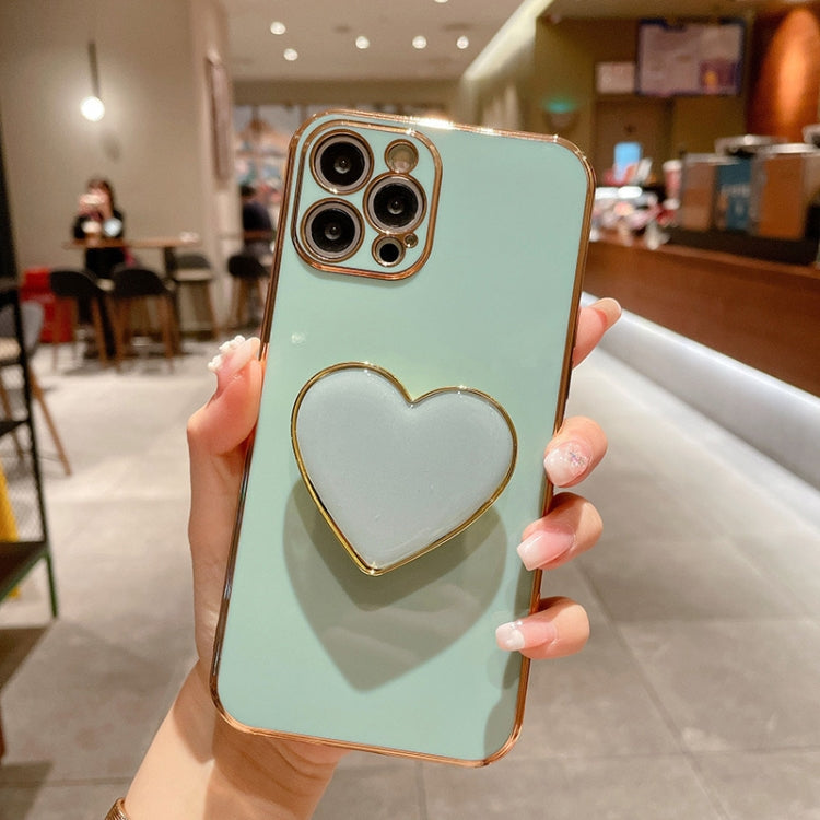 Electroplating Love Heart Holder TPU Phone Case, For iPhone 15 Pro Max, For iPhone 15 Pro, For iPhone 15 Plus, For iPhone 15