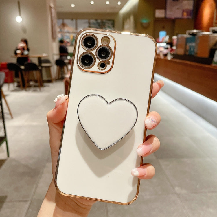 Electroplating Love Heart Holder TPU Phone Case, For iPhone 15 Pro Max, For iPhone 15 Pro, For iPhone 15 Plus, For iPhone 15