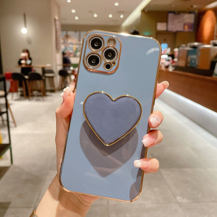 Electroplating Love Heart Holder TPU Phone Case, For iPhone 15 Pro Max, For iPhone 15 Pro, For iPhone 15 Plus, For iPhone 15