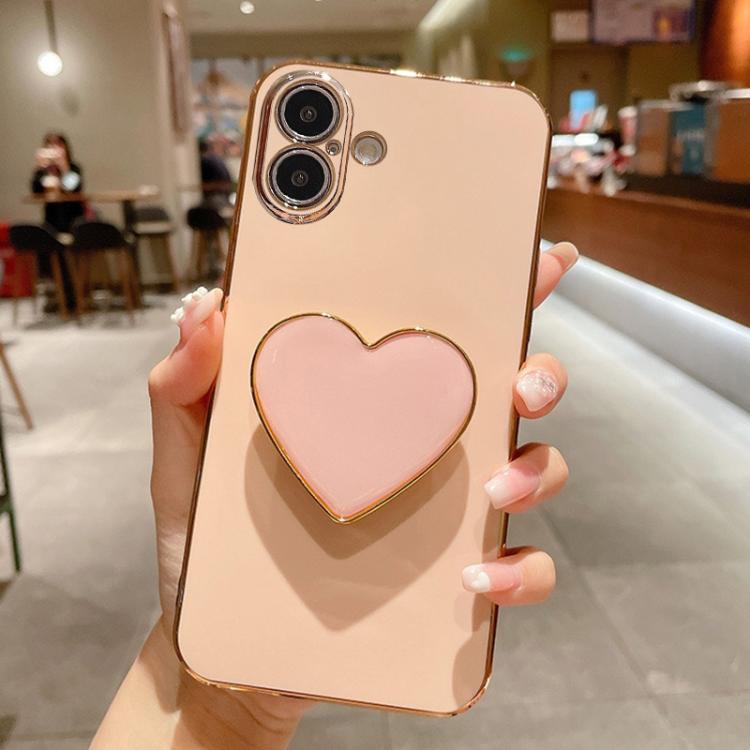 Electroplating Love Heart Holder TPU Phone Case, For iPhone 16 Pro Max, For iPhone 16 Pro, For iPhone 16 Plus, For iPhone 16