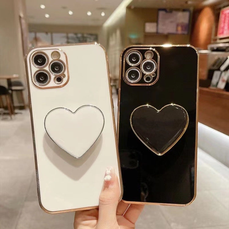 Electroplating Love Heart Holder TPU Phone Case, For iPhone 13 mini, For iPhone 12, For iPhone 12 Pro Max, For iPhone 12 Pro