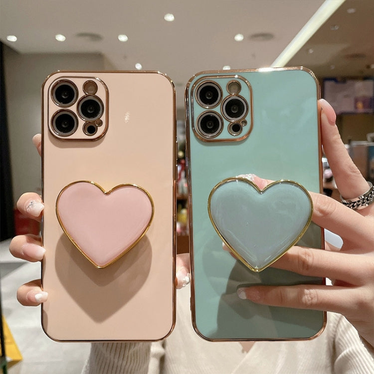 Electroplating Love Heart Holder TPU Phone Case, For iPhone 13 mini, For iPhone 12, For iPhone 12 Pro Max, For iPhone 12 Pro