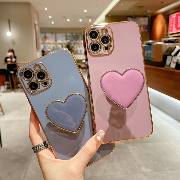 Electroplating Love Heart Holder TPU Phone Case, For iPhone XR, For iPhone XS Max, For iPhone SE 2022 / 2020 / 7 / 8, For iPhone X / XS