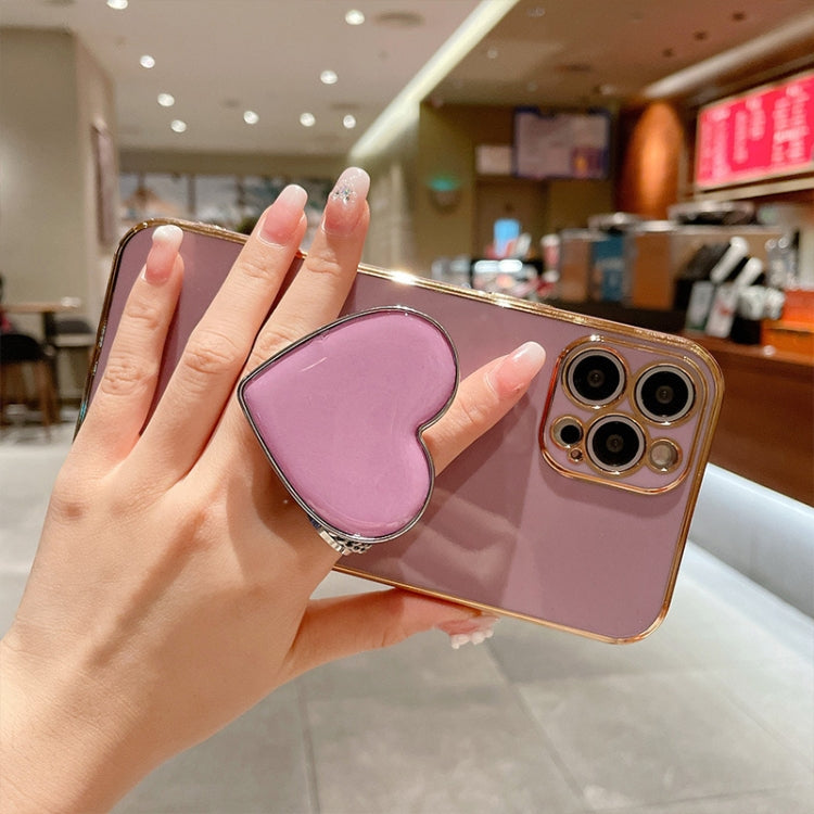 Electroplating Love Heart Holder TPU Phone Case, For iPhone XR, For iPhone XS Max, For iPhone SE 2022 / 2020 / 7 / 8, For iPhone X / XS