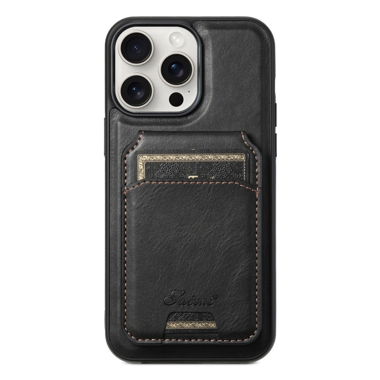 Suteni H15 MagSafe Oil Eax Leather Detachable Wallet Back Phone Case, For iPhone 16, For iPhone 15 Pro Max, For iPhone 15 Pro, For iPhone 15 Plus