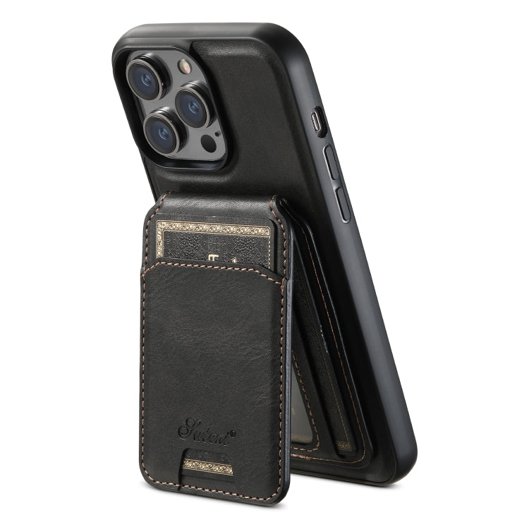 Suteni H15 MagSafe Oil Eax Leather Detachable Wallet Back Phone Case, For iPhone 15, For iPhone 14 Plus, For iPhone 14, For iPhone 14 Pro