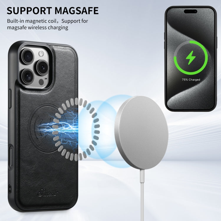 Suteni H15 MagSafe Oil Eax Leather Detachable Wallet Back Phone Case, For iPhone 16, For iPhone 15 Pro Max, For iPhone 15 Pro, For iPhone 15 Plus